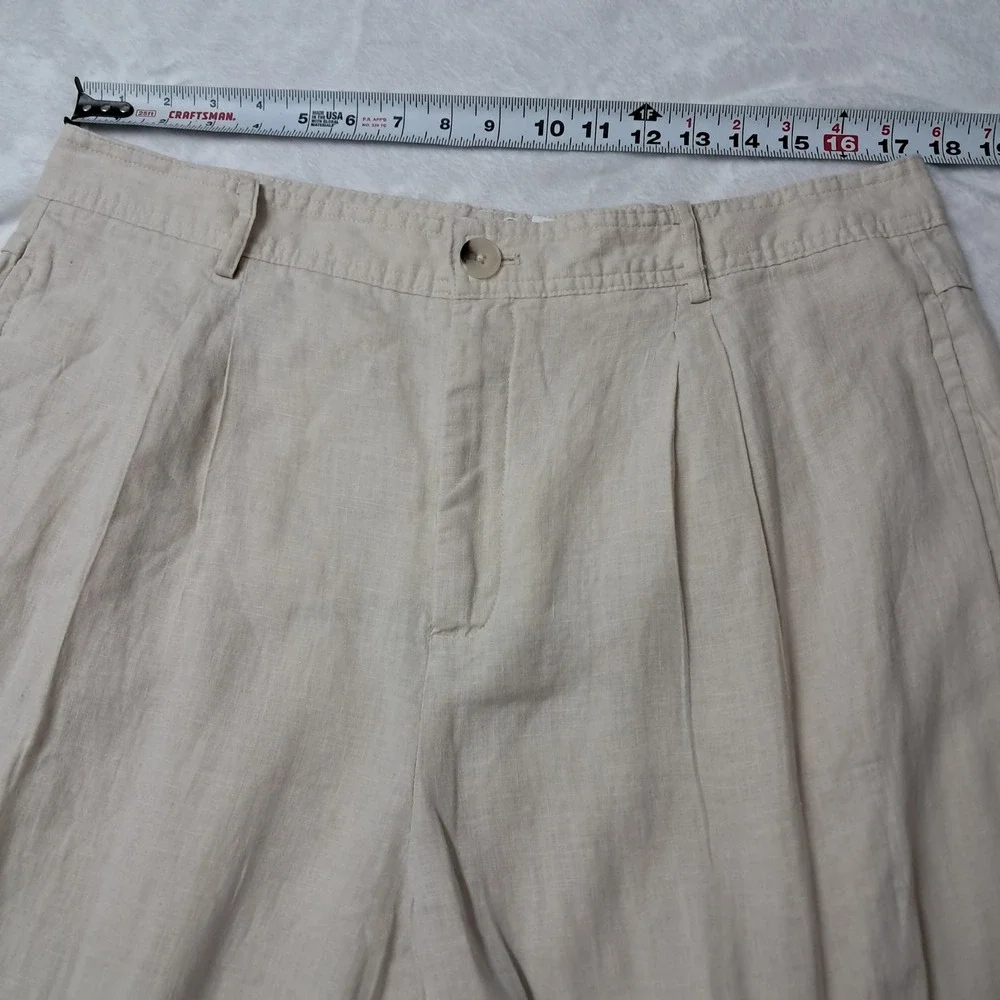 NWT Mango MNG Pants Womens‎ 12 Beige Maneli Wide Leg Linen Blend Work Minimalist